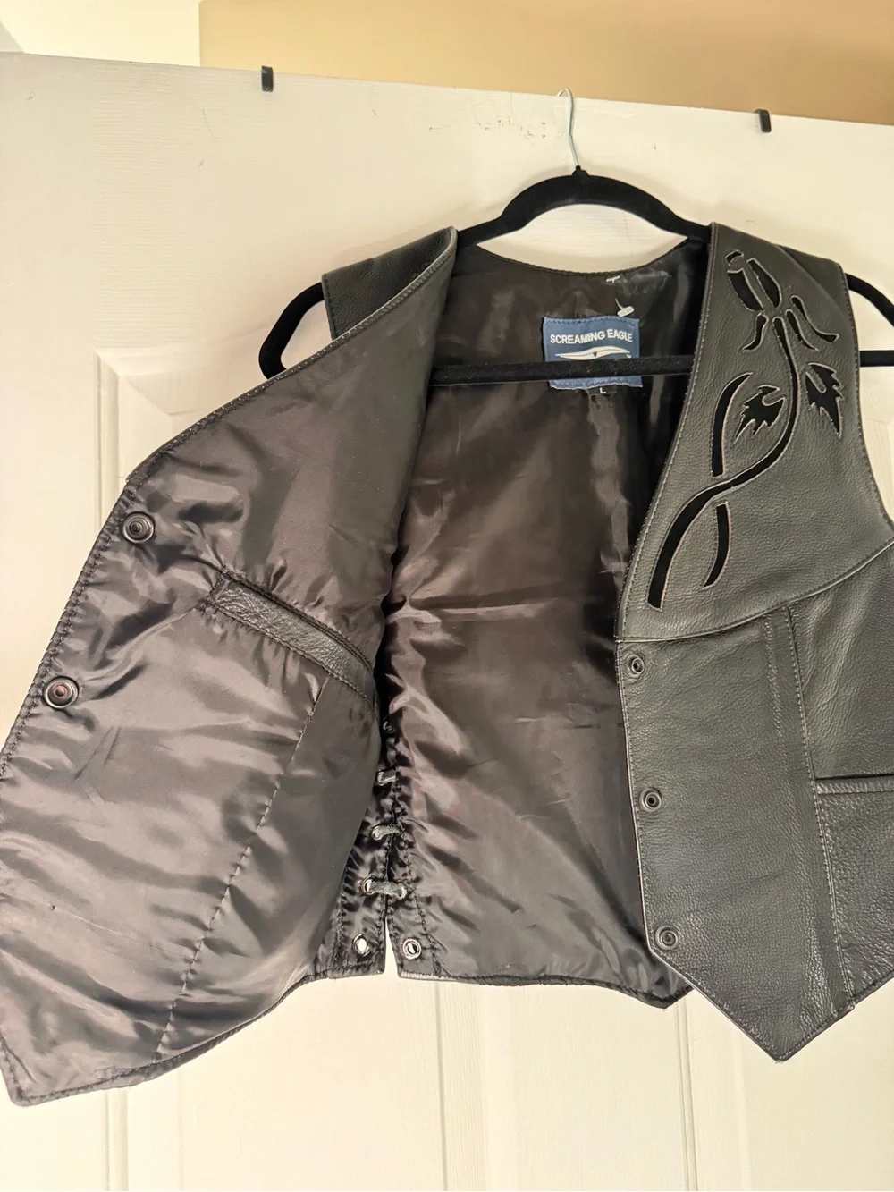 Rare Harley Davidson Screaming eagle Women's Black Leather Vest - Picture 3 of 6